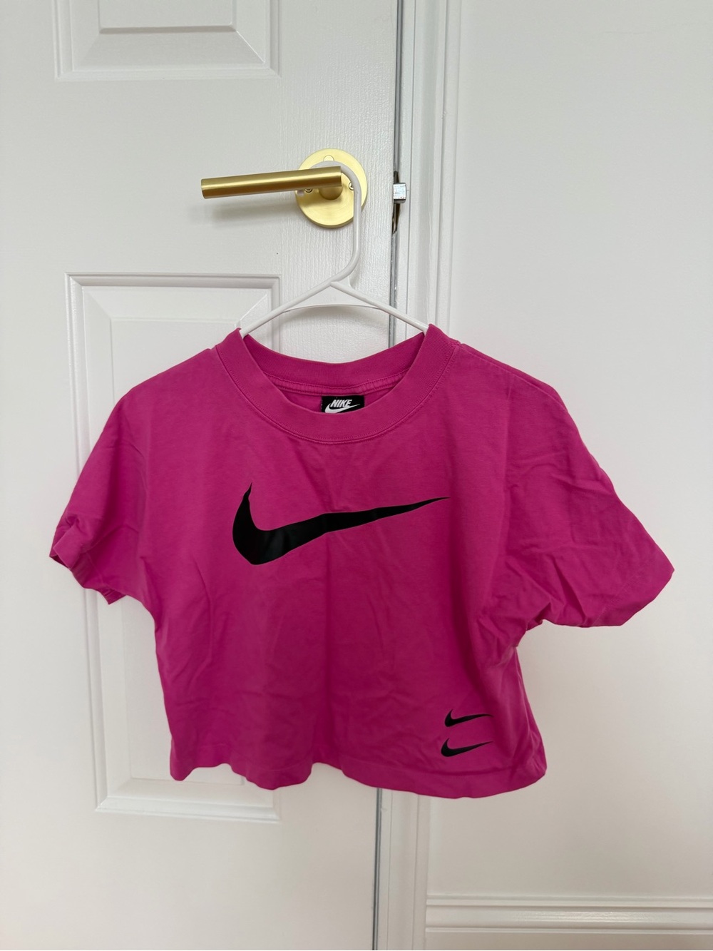 Nike Pink Crop Tee with Black Swoosh